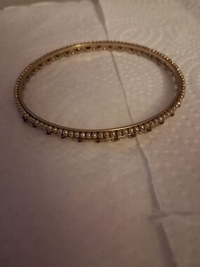 Gold Beaded Women's Bangle Bracelet